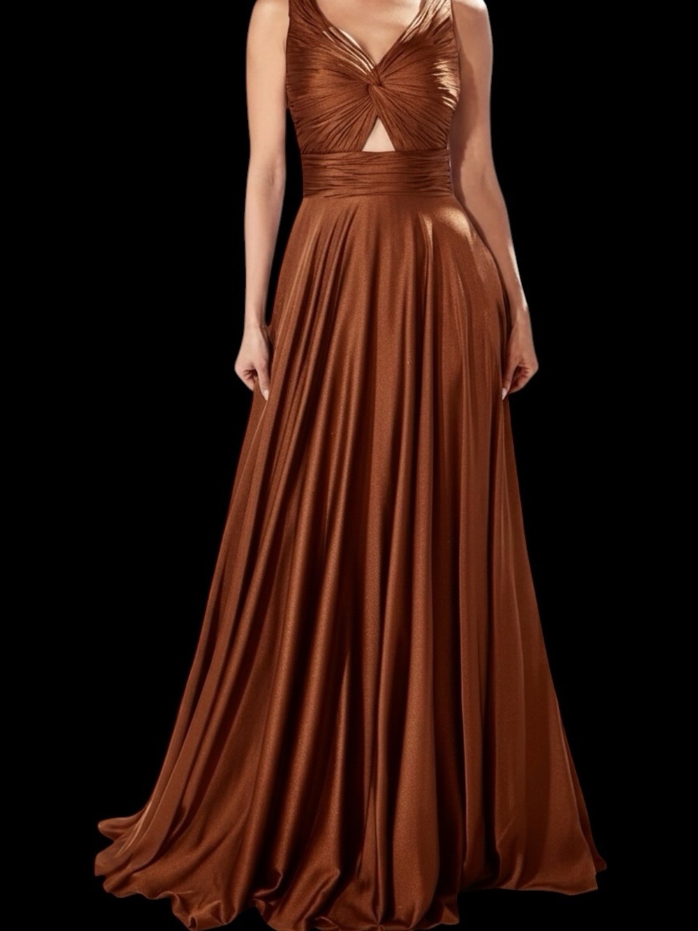 Ladivine Satin A-Line Dress NWT Sienna Brown Size 8